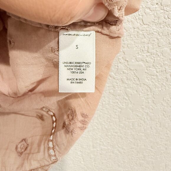 Unsubscribed Pink Eyelet Cami Tank Top Sleeveless Cotton Boho Casual Festival - Picture 5 of 8